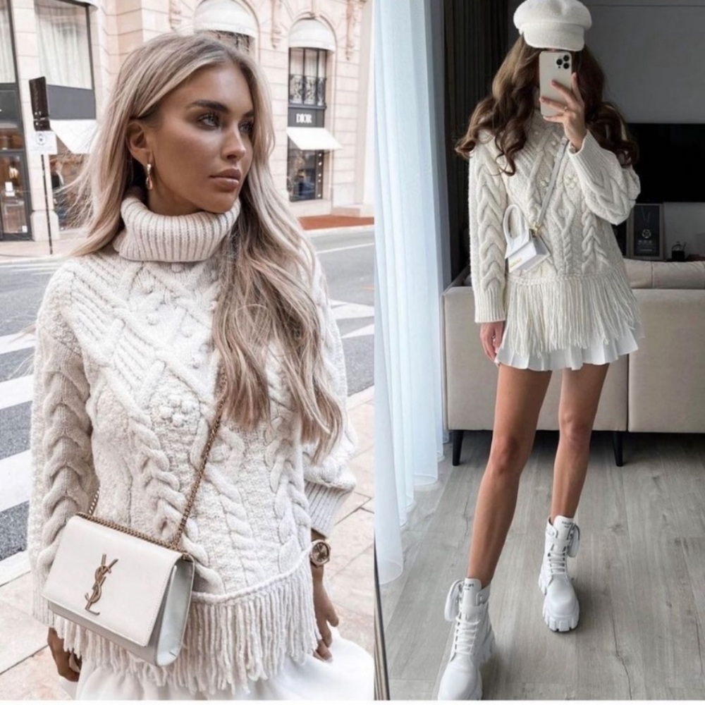 Zara fringe knit sweater